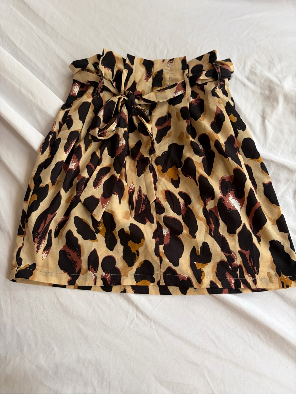 Altar’d State Leopard Print Mini Skirt High Waist A-Line Tie Sash XS